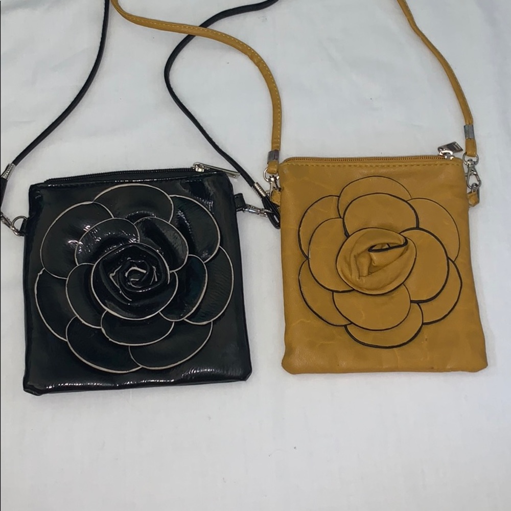 Black & Yellow Floral Over The Shoulder Bag Bundle